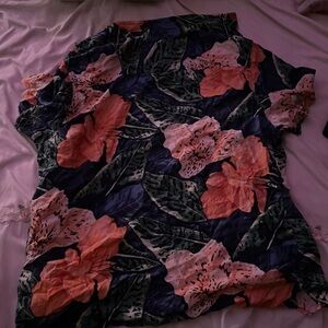 Floral Print Dress with Pink and Green Accents